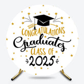 White Gold Cap Class 2025 Round Graduation Backdrop